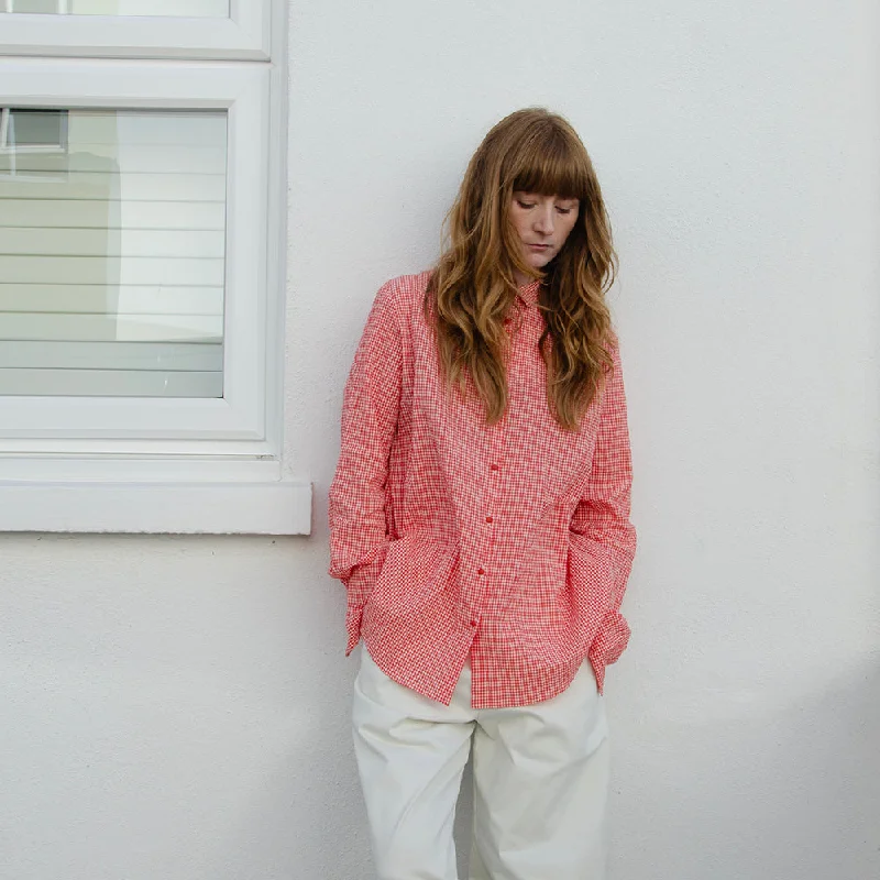 Apuntob Micro Check Shirt-- Welt Pockets Slit Pockets
