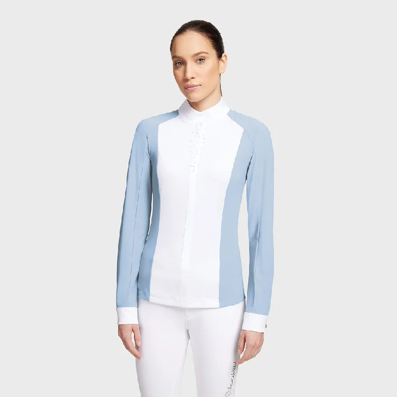 Samshield Ladies Long Sleeved Competition Shirt Lucia Cashmere Blue-- Graphic Embroidered Appliqued