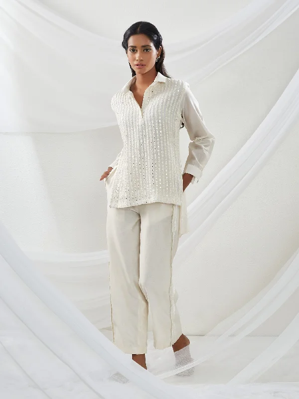 Mirrorwork Panel Shirt with Pant-- Embroidered Appliqued Beaded