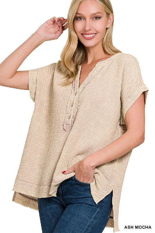 Dolly Double Gauze Shirt-- Lace Blend Ribbed Blend Corduroy Blend