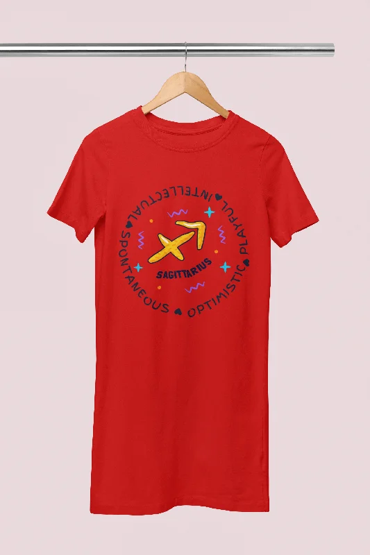 Sagittarius Zodiac Cotton Night T-Shirt Dress For Women-- Thin T-Shirt Open Front Quick Dry