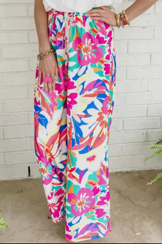 Boho Floral Wide Leg Pant Trendy Palazzo Pants