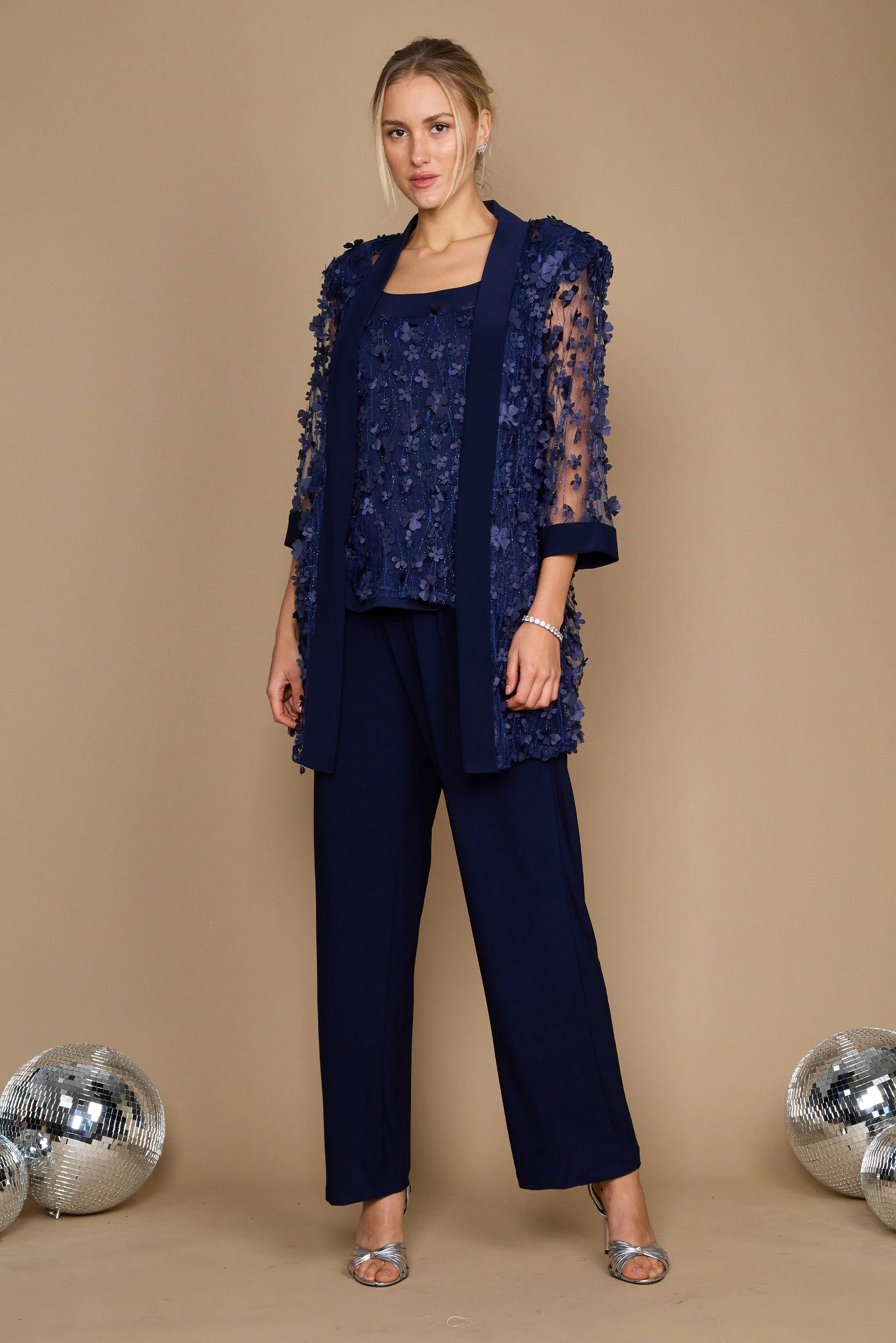 R&M Richards 9462W Long Plus Size Formal Pant Set High-Waist Yoga Pants