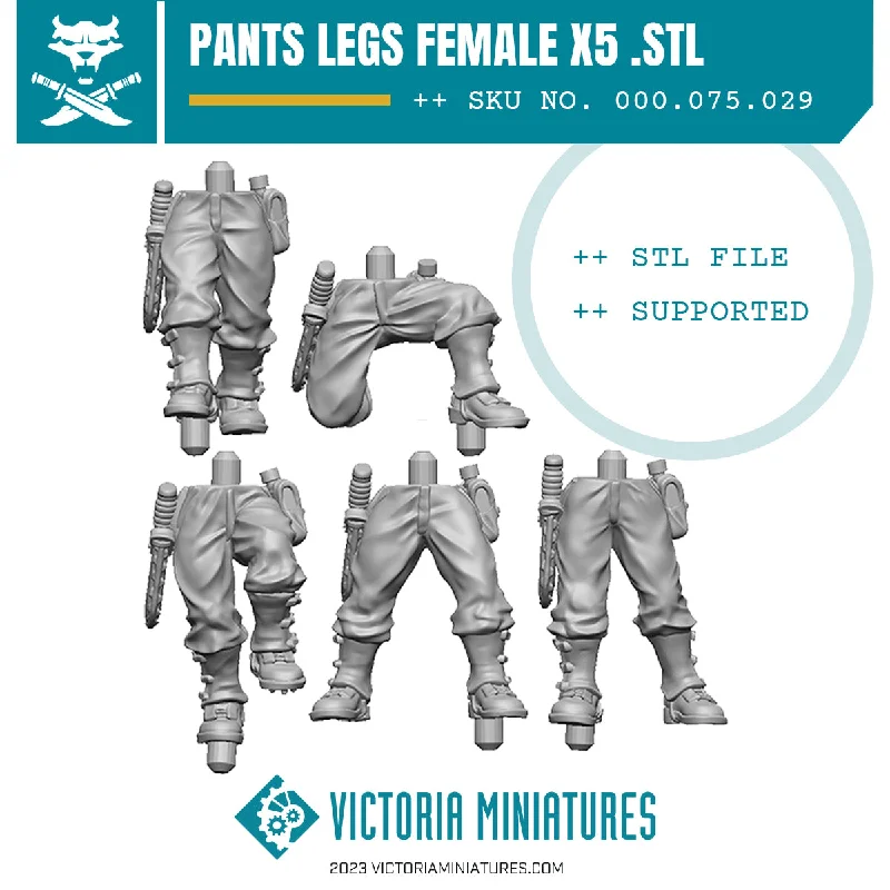 Van Diemen's World Devils Pants Legs Female x5 .STL Download Cozy Fitted Pants