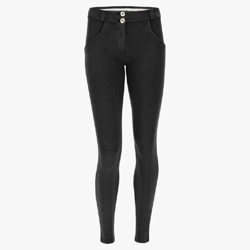 Freddy Womens Acid Wash Wrup Shaping Pants Black Comfortable Denim Pants