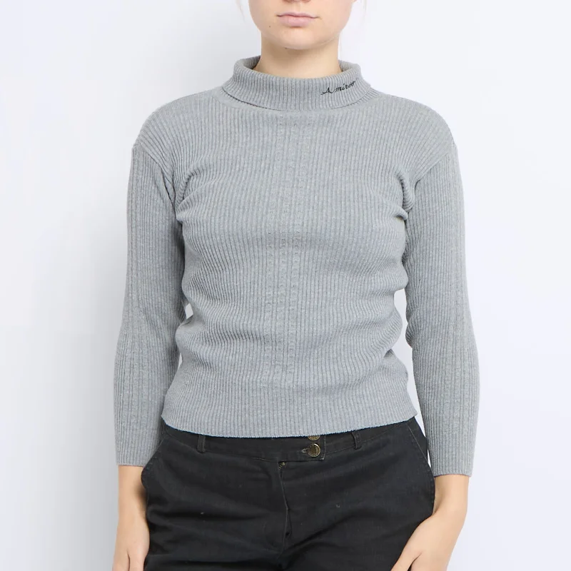 Ribbed Turtleneck Sweater - UK 8 Jersey Fabric Tulle Fabric Batik Fabric