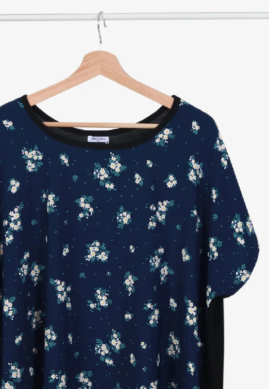 Pamela Back Stretch Lounge Top - Blue Floral