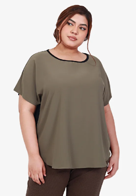 Pamela Back Stretch Lounge Top - Army Green