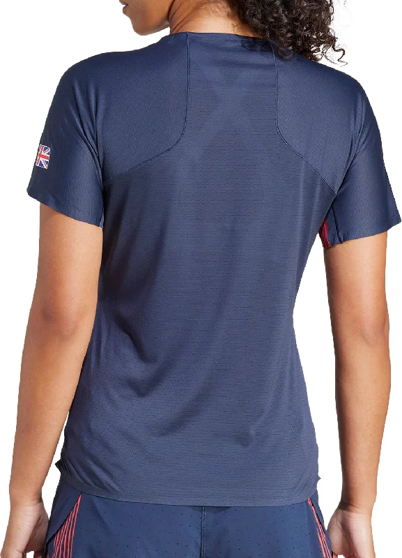 adidas Adizero Team GB Short Sleeve Womens Running Top - Blue