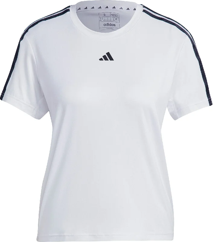 adidas AeroReady Train Essentials 3 Stripes Short Sleeve Womens Training Top - White