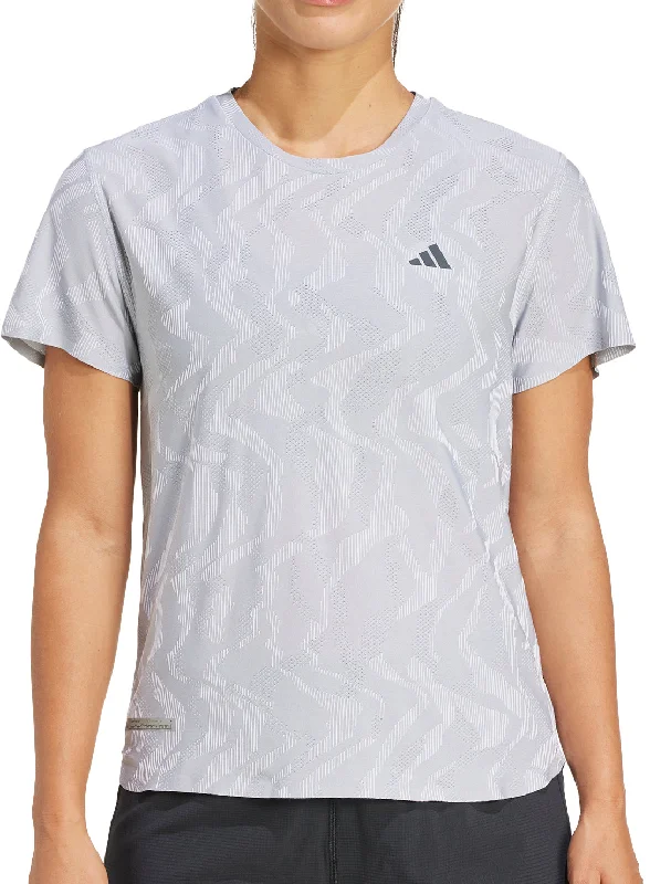 adidas Ultimate HEAT.RDY Engineered Short Sleeve Womens Running Top - Grey