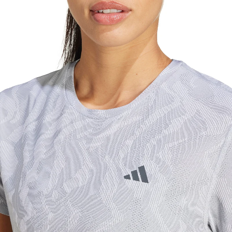 adidas Ultimate HEAT.RDY Engineered Short Sleeve Womens Running Top - Grey