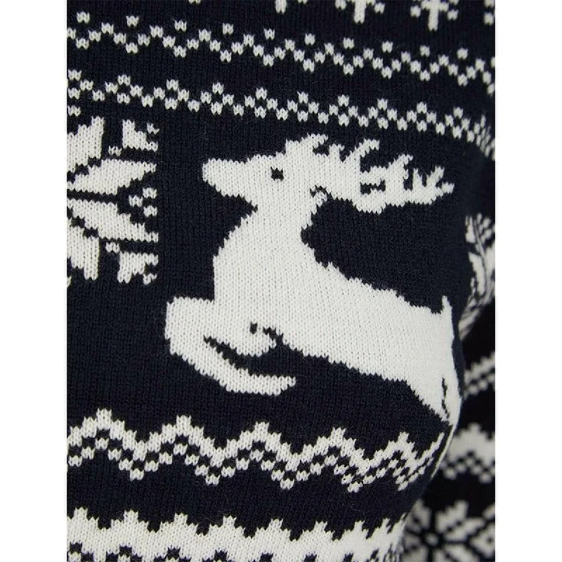 Christmas Lapland Nordic Fairisle Womens Christmas Jumper - Navy