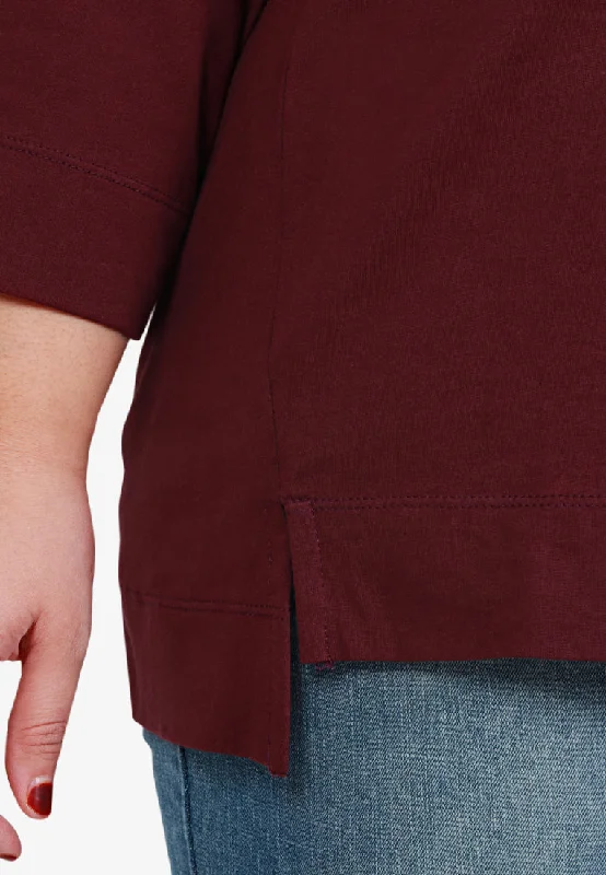 Quinn 3/4 Sleeve Stay-New Basic Tee - Maroon