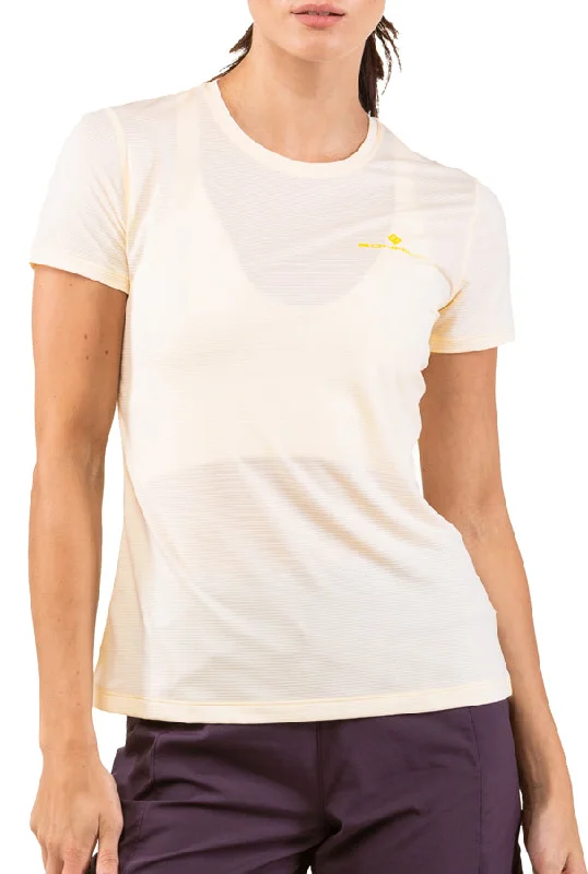 Ronhill Tech Short Sleeve Womens Running Top - Cream