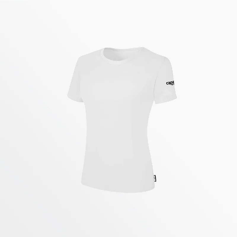 WOMEN'S BASICS TEE WITH SLEEVE LOGO