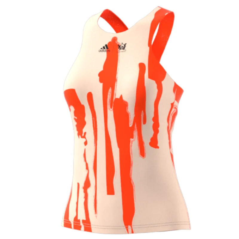 Adidas Performance Thebe Magugu Tennis New York Y-Back Tank Top - Ecru Tint/Impact Orange