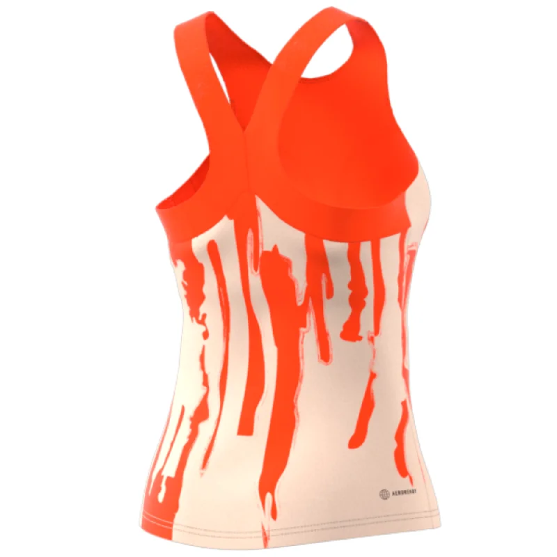 Adidas Performance Thebe Magugu Tennis New York Y-Back Tank Top - Ecru Tint/Impact Orange