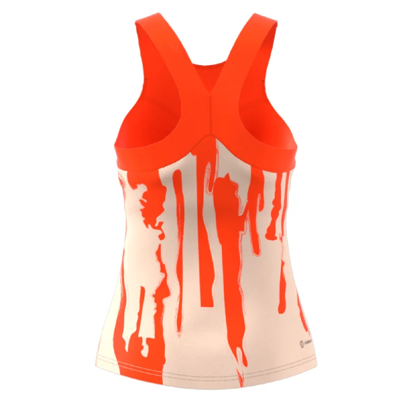 Adidas Performance Thebe Magugu Tennis New York Y-Back Tank Top - Ecru Tint/Impact Orange