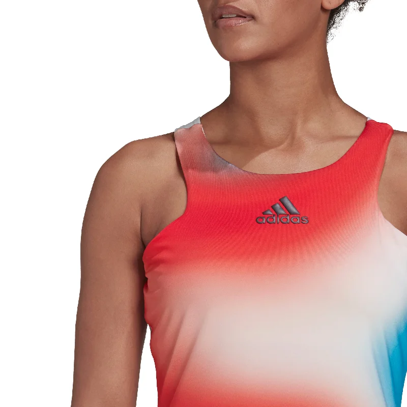 Adidas Womens Melbourne Tank - White/Vivid Red/Sky Rush