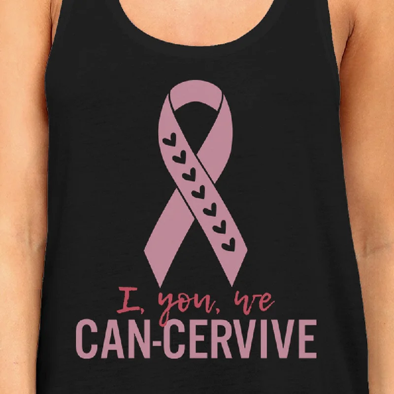 I You We Can-Cervive Breast Cancer Womens Black Tank Top