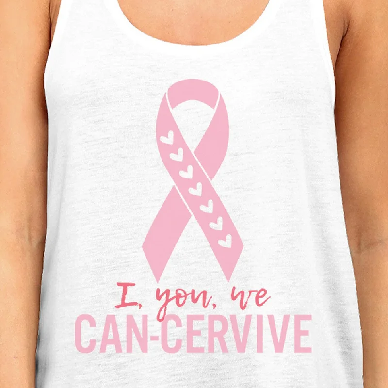 I You We Can-Cervive Breast Cancer Womens White Tank Top