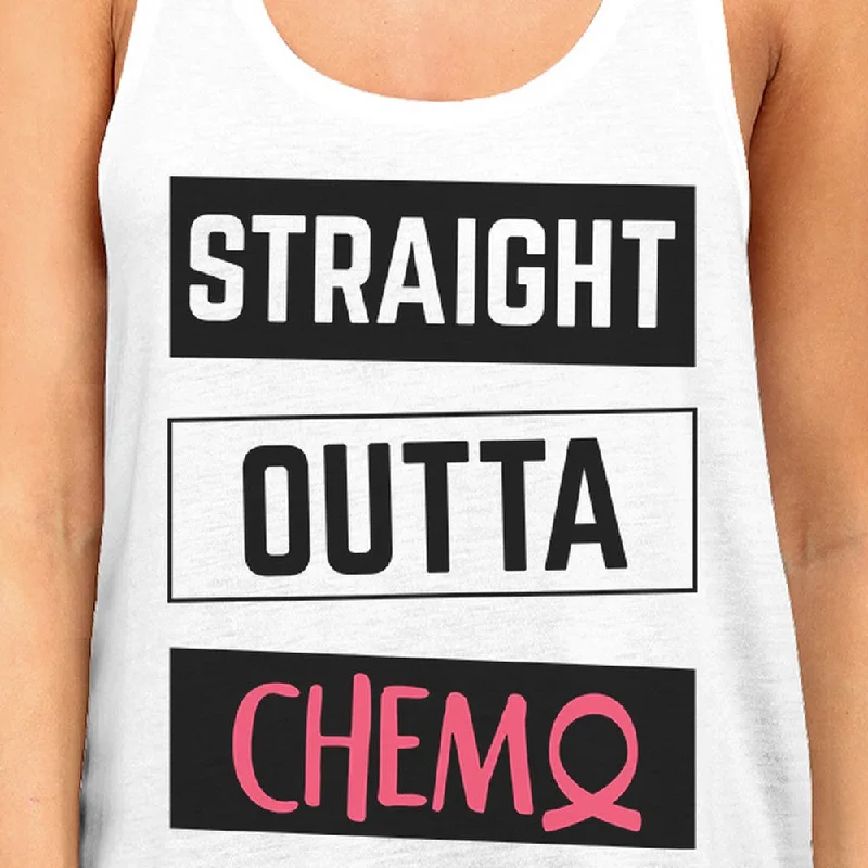 Straight Outta Chemo Breast Cancer Womens White Tank Top