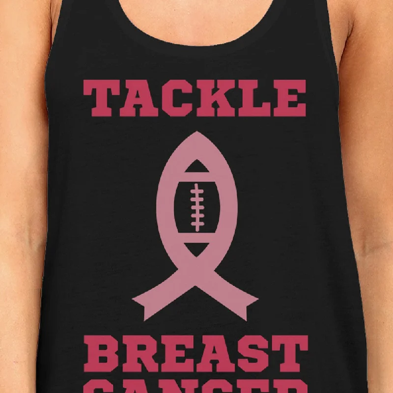 Tackle Breast Cancer Football Womens Black Tank Top