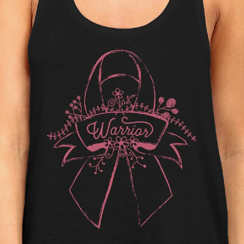 Warrior Breast Cancer Awareness Womens Black Tank Top