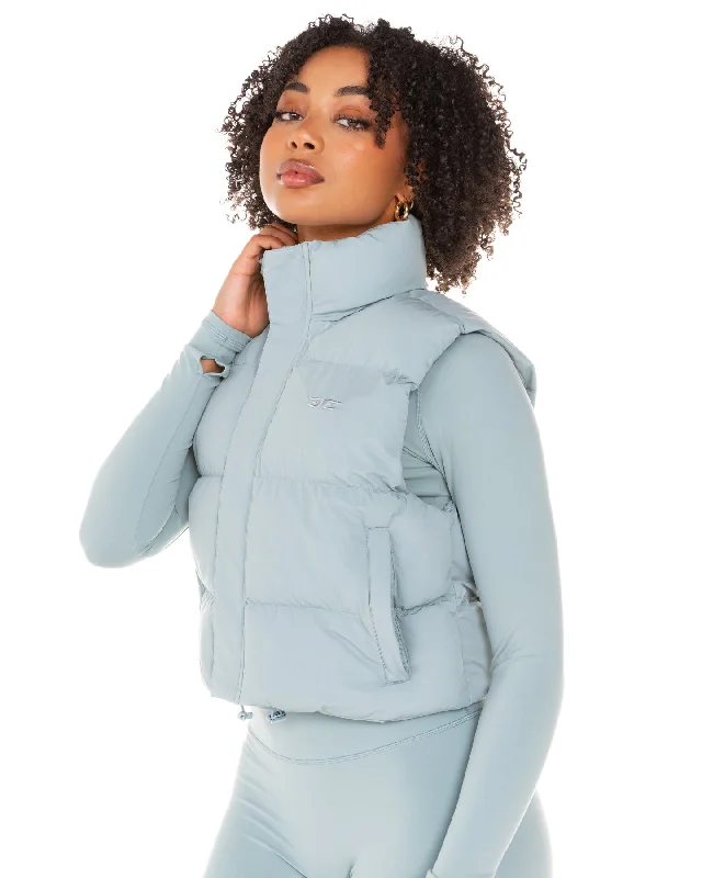 Cropped Puffer Vest - Sea Foam