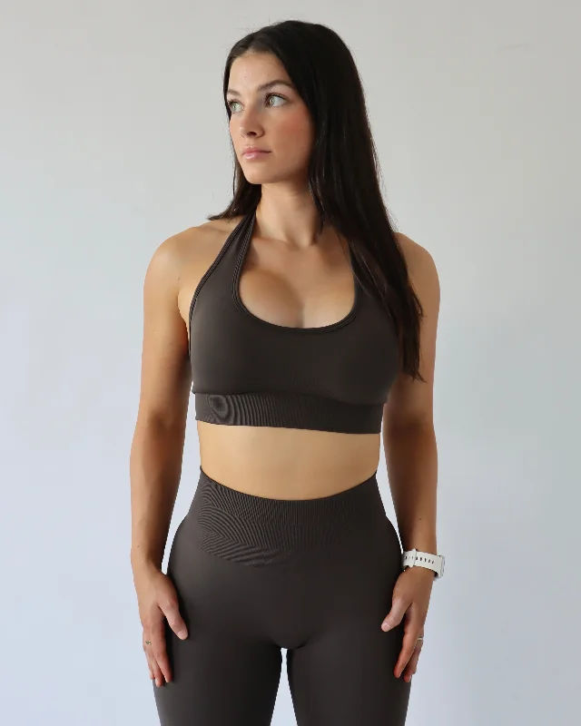 ENHANCE HALTER TOP - Espresso