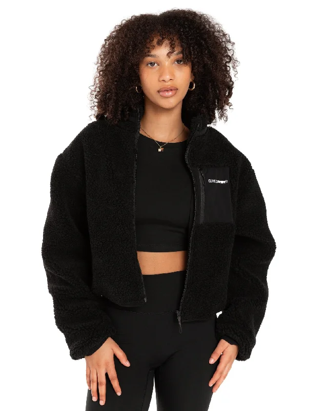 Registered Teddy Cropped Jacket - Black