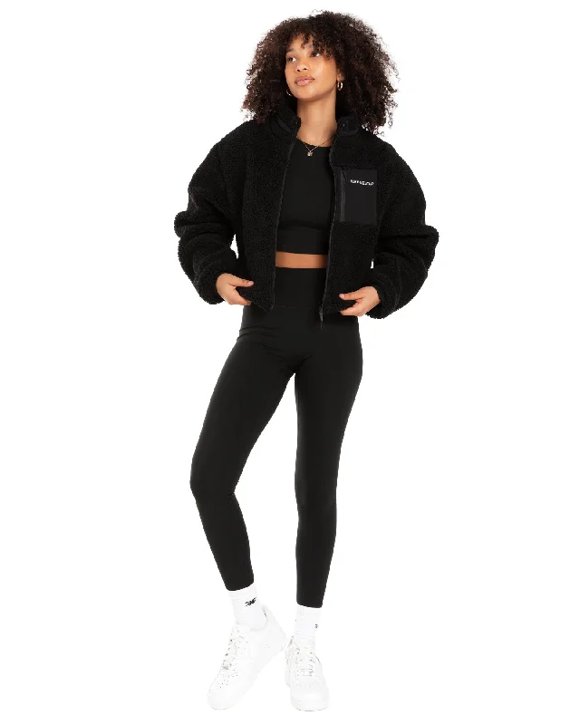 Registered Teddy Cropped Jacket - Black