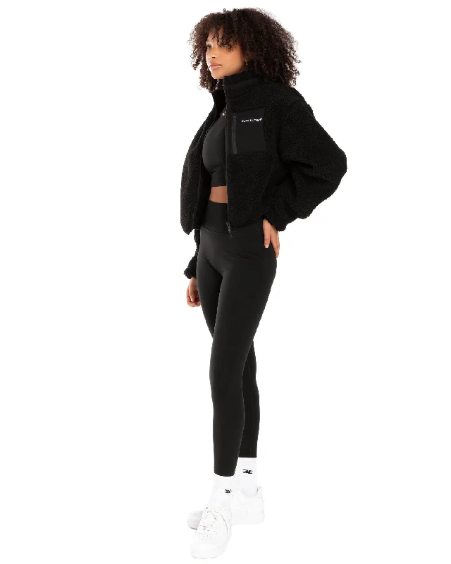 Registered Teddy Cropped Jacket - Black