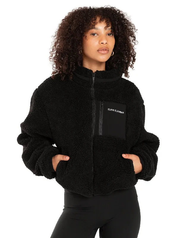 Registered Teddy Cropped Jacket - Black