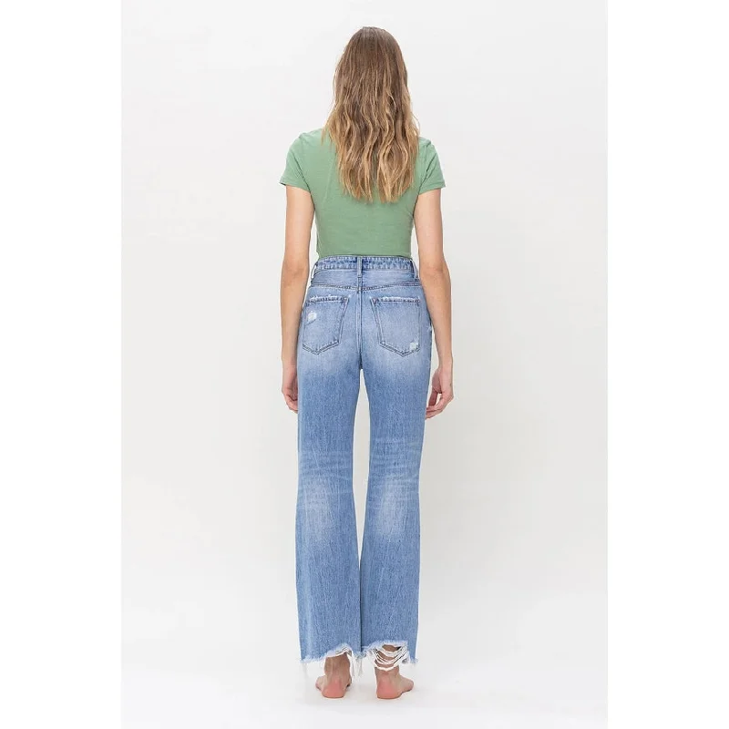 90s Vintage High Rise Distressed Flare Jean