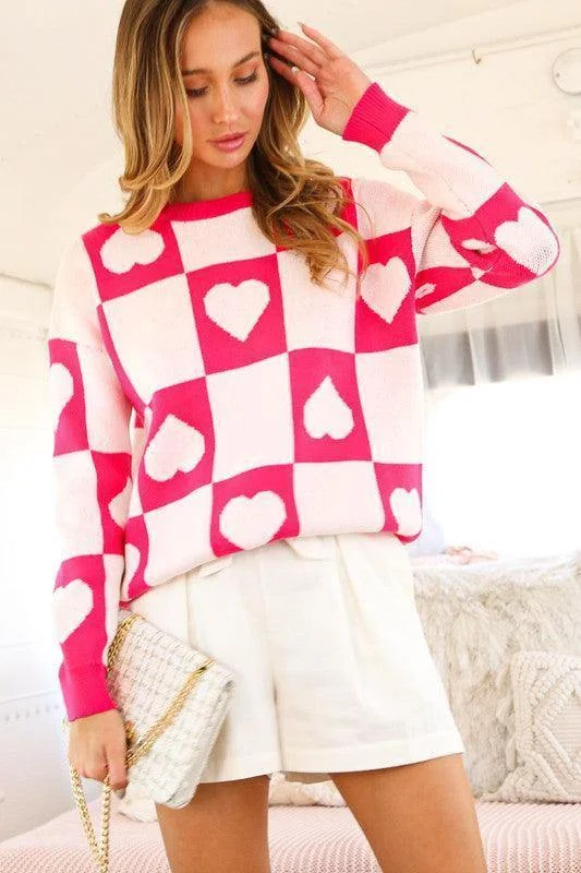 Checkered Hearts Sweater