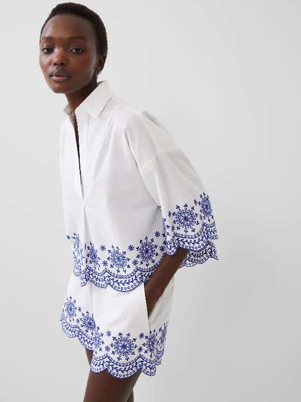 Alissa Cotton Embroidered Popover Shirt