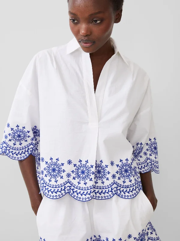 Alissa Cotton Embroidered Popover Shirt