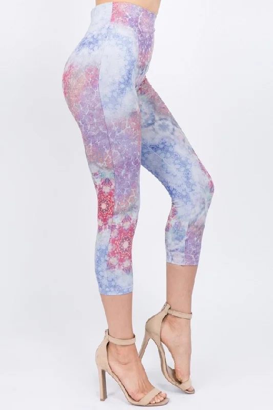 B4281A High Waist Crop Legging with Kaleidoscope Print