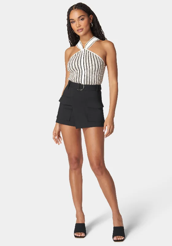 Belted Patch Pocket Mini Skort