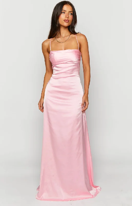 Blaise Pink Satin Maxi Dress