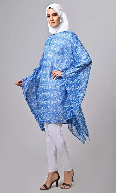 Blue Islamic Kaftan Printed Tunic