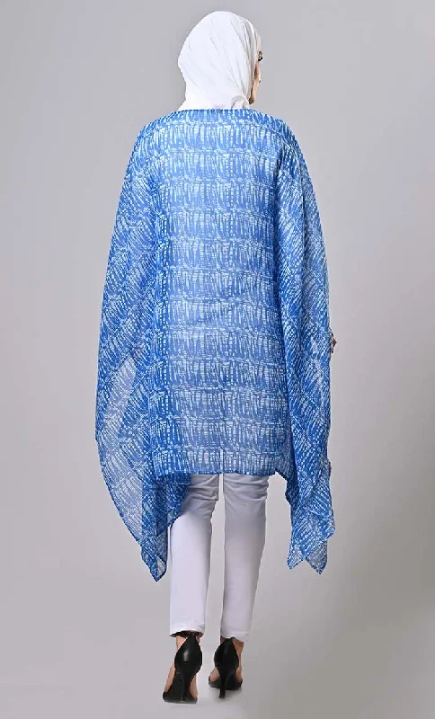 Blue Islamic Kaftan Printed Tunic