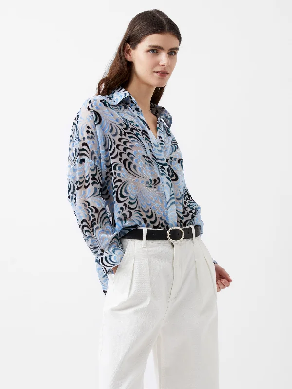 Diandra Devore V-Neck Button Through Popover Shirt