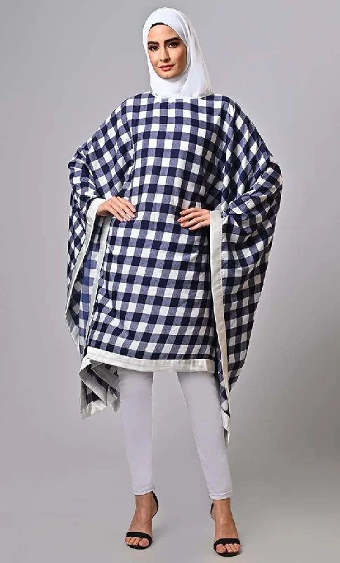 Embrace The Breezy Glamour Of Our Modest Checkered  Kaftan-Inspired Tunic