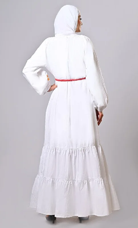 Embroidered Heavy Abaya with braided belt