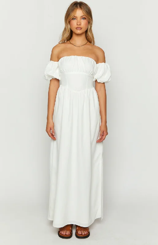 Evander White Off The Shoulder Maxi Dress