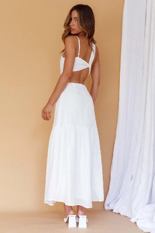 Evening Breeze Cut-Out Waist Maxi Dress White