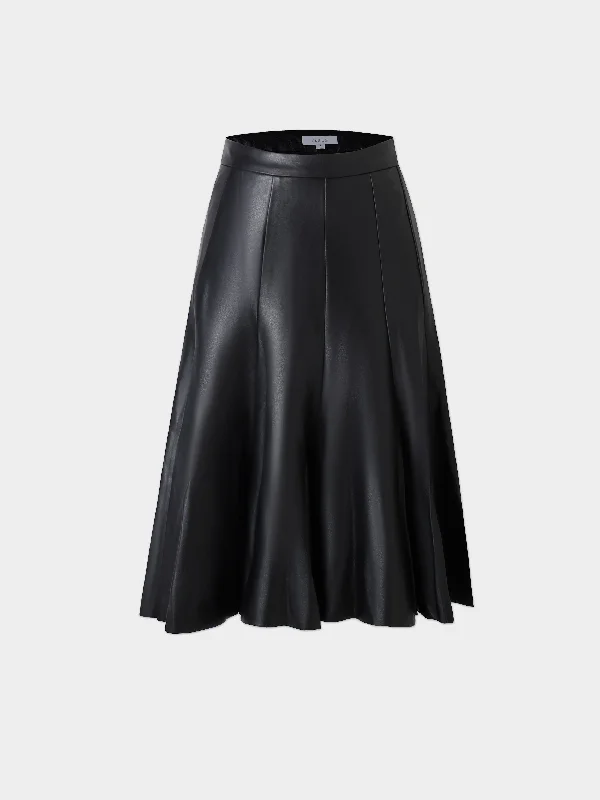 Flare Leather Skirt 23.5""-Black